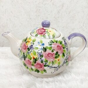 Linens N Things Don Swanson Floral Ceramic Teapot Garden Cottagecore